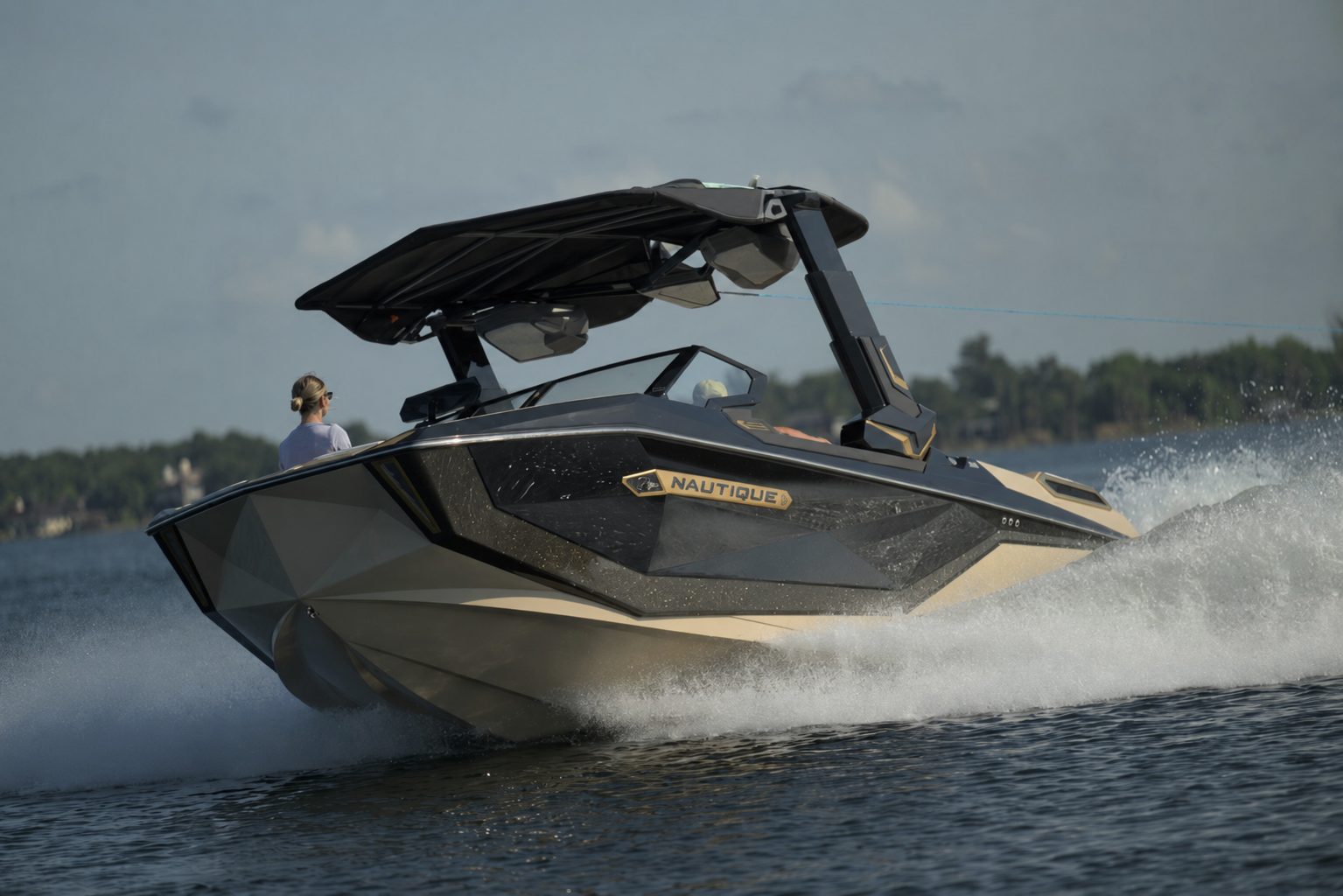 Center console boat being detailed and protected